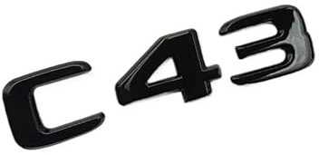 DKTR ABS Chrom Schwarz C 43 Logo C43 Emblem Buchstaben Kofferraum Abzeichen Aufkleber kompatibel for Mercedes Benz C43 AMG W204 W205 Aufkleber Zubehör (Color : Glossy Black)