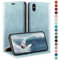 HUOUH for iPhone 11 6,1 Wallet case with RFID Blocking PU Leather,Credit Card Holder,Flip Folio Book Phone cases Shockproof Cover Women Men for Apple 11 case Bright Blue