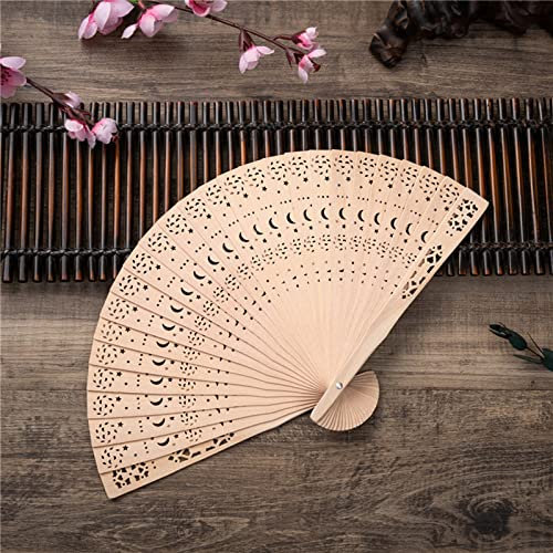 ggtg Personalized Fans For Wedding Guests,Hand Fan Wedding Favors Personalized,Personalized Custom Hand Fan Folding Wooden Fan (Moon,30Pcs)