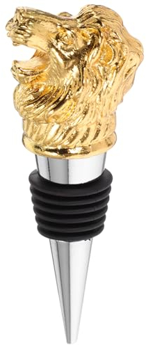 SOLUSTRE Lion Head Wine Pourer Spout, Wine Aerator and Pourer Antique Animal Bar Liquors Pourer Wine Bottle Stopper Wine Decanter for Whisky Wine Beverage Plug Gold