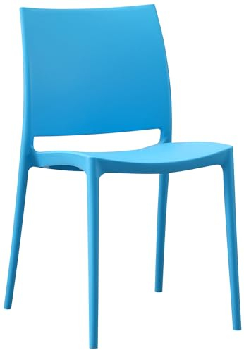 CLP Gartenstuhl Meton, Pflegeleichter Stapelstuhl aus Kunststoff, wetterfest und UV-beständig, belastbar bis 150 kg, Farbe:blau