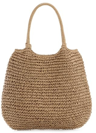 SUKUTU Grand sac de plage en paille tressée pour femme Sac fourre-tout d'été Sac à main d'épaule pour femme