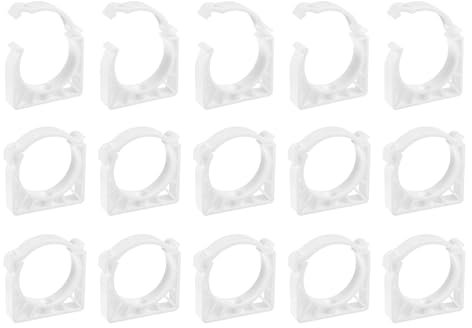 sourcing map 12Pcs PPR Water Pipe Clamps, Plastic U Shaped Pipe Clamps Clips with Fixing Clip Fit for 50mm/1.97 OD Water Pipes and Tubing Hoses Support, White