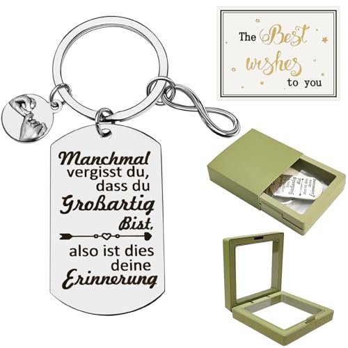 DONQL Geschenke für Frauen Freundin, Geschenke für Mama, Schlüsselanhänger Inspirierende geburtstagsgeschenk für Frauen mit Grußkarte und Box, Gravur Manchmal vergisst du, dass du fantastisch bist