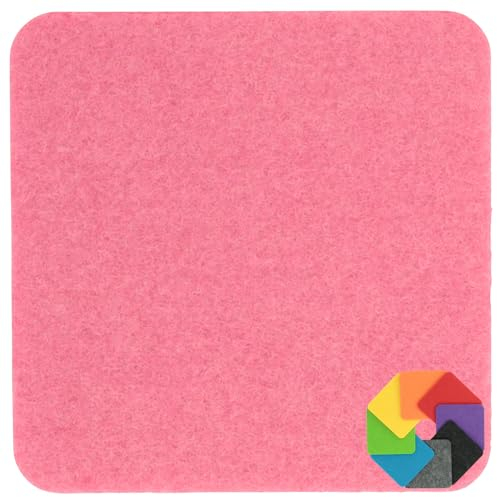 Design Filz Untersetzer eckig - 10x10cm in pink für Glas, Getränke, Bar, Tasse, Vase