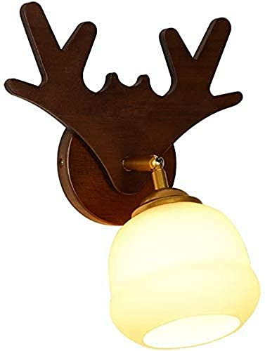 Applique murale moderne simple applique murale intérieure chambre lampe de chevet marron en bois moderne - E27 applique murale angle réglable boule abat-jour en verre style simple bureau décoration d