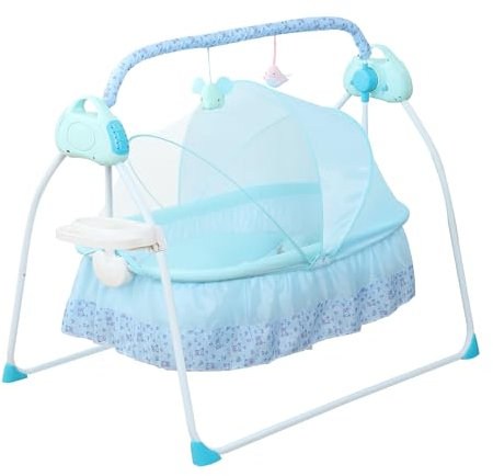 kangten Electric Baby Cradle Baby Bed Automatic Swing Electric Baby Cot Bluetooth Rocking Chair with Music Safe Rocker for Babies Between 0 and 24 months (Blue)