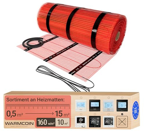 WARMCOIN® Elektrische Fußbodenheizung [160W/m²] (0.5m x 20m= 10,0m²) - Bodenheizung Elektrisch geeignet für Laminat, Fliesen & mehr - Elektro Fussbodenheizung - Elektrische Heizmatte Fußboden