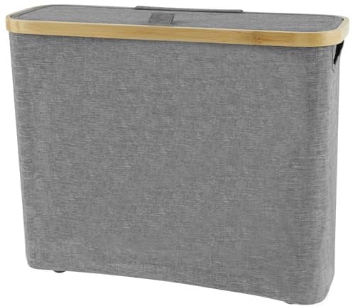 Toilet Paper Storage with Side Window Large Toilet Roll Basket with Lid Toilet Roll Holder Storage Stand Bathroom Toilet Roll Storage Box Narrow Organizer Bin for Restroom Bathroom Kitchen (Grey)