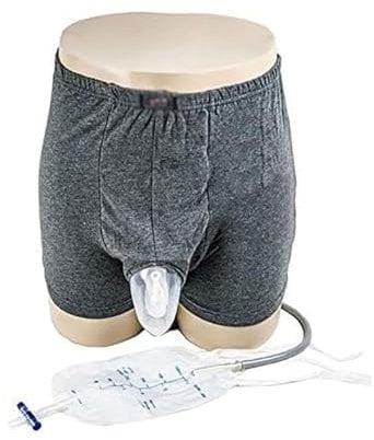 GEDRACKPMYN Wiederverwendbares Herren-Urinal mit elastischem Hüftband und 2 x 500 ml Auffangbeuteln – weich, hautfreundlich, einfach zu verwenden und zu reinigen, ideal bei Inkontinenz,L
