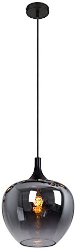 GLOBO Hängelampe Esstischleuchte Pendellampe, Moderne Hängeleuchte, rauchfarbener Glasschirm, Metall, schwarz, matt, 1x E27 Fassung, DxH 29x120 cm