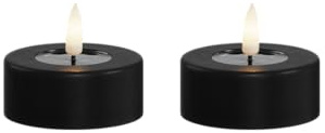 Deluxe Homeart Indoor Flameless LED Jumbo Tealight Set - with Real Flame™ Technology - Battery Powered Candle (Black)