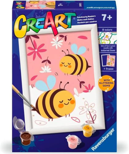 Ravensburger - CreArt E Series: Apette Felici, Painting by Numbers, Painting Kit Children, Frame Included, Educational and Creative Game, Gift Idea Children 7+ Years, 13 x 18 cm
