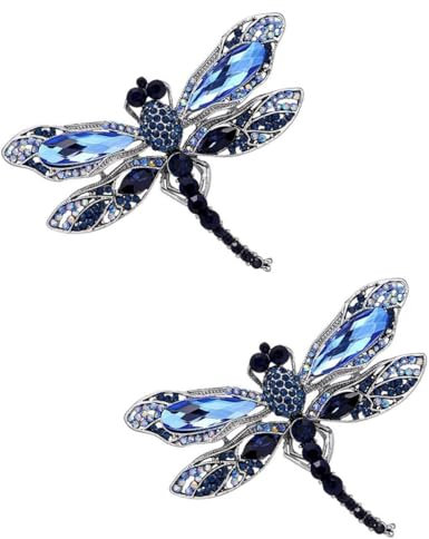 Broche vintage en strass,2 pièces Broche Libellule Broche Animal,Broche motif libellule Mariage Broche pour Cadeau d'Anniversaire De Femmes Filles Fournitures De Fête De Mariage Noël