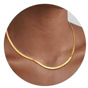 ALEXCRAFT Schlangenkette Gold Halskette Damen Edelstahl Schlangen Kette Flache Kette Verstellbare Feine Dicke Schlangen Choker 3 MM Breite Kette Länge 36/40+5cm Kette Frauen Schmuck