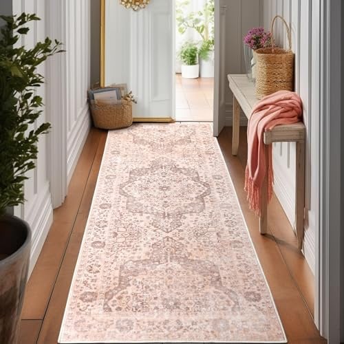 TUKDAK Vintage Tappeto Runner per Corridoio 60x180cm, Tappeto Corridore Antiscivolo, Lavabile Tappeto Cucina Passatoia, Morbido Tappeti Runner Cucina per Corridoio, Ingresso, Cucina, Lavanderia