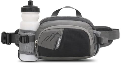 ROSSRORE Outdoor Unisex Large Capacity Waist Bag, Multi-Functional Fitness Running Bumbags with Water Bottle Dog Walking Hiking Waist Pack Hip Bag with Water Bottle Holder -Black