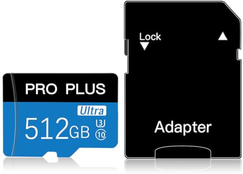 512GB Micro SD High Speed SD Card Class 10 Memory Card with Adapter For Smartphone, Surveillance, Camera Tablet Drone