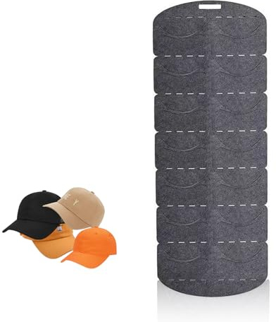 KLEHOPE Cap Halterung Wand, Mützen Aufbewahrung, Filz Cap Organizer mit 14 Taschen, Hängeaufbewahrung, Doppelreihe Faltbar, für Baseballmützen zum Herren und Damenmützen (Grau)