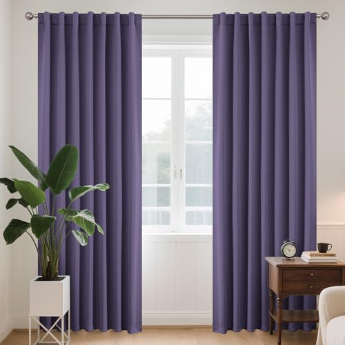 Joydeco Tende Oscuranti per Interni 2 Pezzi L 140 x A 200 CM, Tenda Termiche con Passanti Nascosti per Soggiorno Moderne Cameretta Bambini Camera da Letto Blackout Curtains, Viola Chiaro