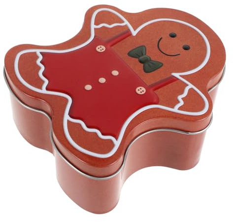 Vaguelly Christmas Gingerbread Man Cookie Tin Airtight Lid Festive Holiday Storage Container for Cookies Treats and Xmas Parties and Celebrations