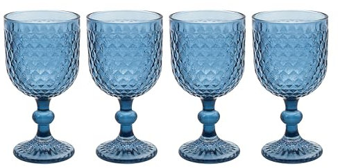 Lesser & Pavey Elements Blue Wine Glass Set of 4 for Home, Kitchen, Restaurant & Parties | Lovely Wine Glass Set of 4 for Drinks | Beautiful Gift for Women, Men, Wedding & Christmas