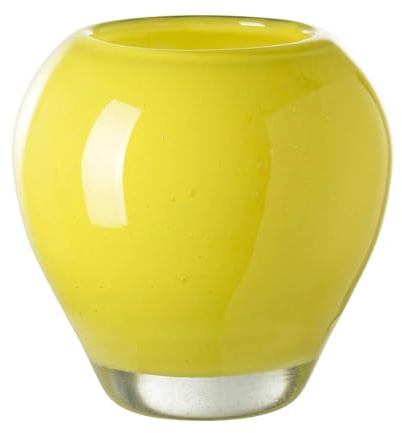 Fink gelbe Glasvase 14x14 cm kleine Kugel-Blumenvase aus Glas