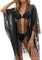 Lace Beach Cover Up for Women – Sheer Bikini Cardigan Swimsuit Coverup Summer Kimono Wrap with Tassels for Vacation and Sun Protection Black