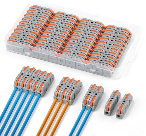 NEUTYPECHIC 40 Pezzi Connettori Elettrici Rapidi PA Ignifugo, 0.08-4 mm² Connettori per Cavi Elettrici, Connettore Elettrico 1 Linea 2 Input Combinazione Libera, Morsettiera per Abitazioni, Fabbriche