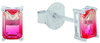 Amor Ohrstecker 925 Sterling Silber Damen Ohrschmuck, mit Glas, 0,6 cm, Pink, Kommt in Schmuck Geschenk Box, 2039966