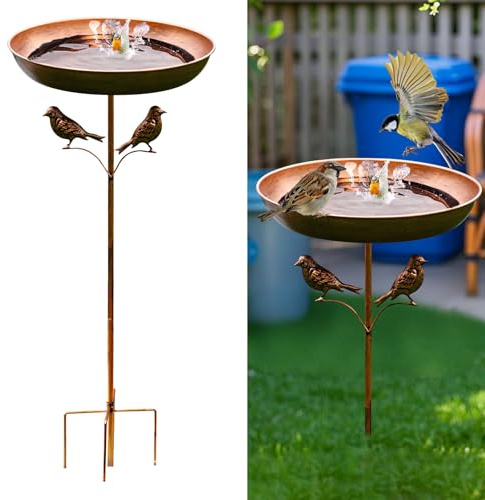 Vogeltränke Stehend, 30,5 cm Winterfest Frostsicher Vogelbad, Metall Schüssel Wassertränke für Vögel Draußen Garten, Vogelbecken Schale Wasserschale Badewanne Futter (Vogelbad)