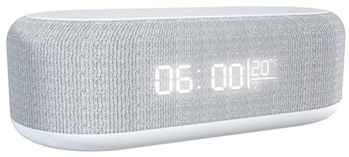 ELLENNE - Radio-réveil LED avec recharge sans fil - Réveil avec alarme avec minuteur, lumière de nocturne, écran LED réglable