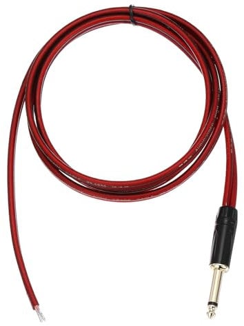 sourcing map TS Mono Plug to Bare Wire Open End Speaker Cable, 4.9ft (1.5 Meter) 14AWG Gold Plated TS Mono Plug Cable for Speaker, Guitar, Scanner, Audio Equipment