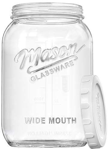 Dwbligt 1 Gallon Glass Mason Jar with Airtight Lid, 1 Pack Big Canning Jar