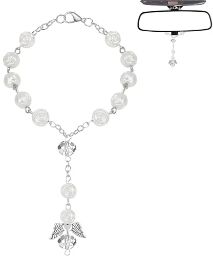 Rosenkranz Zum Schutzengel, Schutzengel Anhänger, Autospiegel Anhänger, Guardian Angel Geschenk, Auto Deko Innenraum, Glücksbringer Auto, Autozubehör