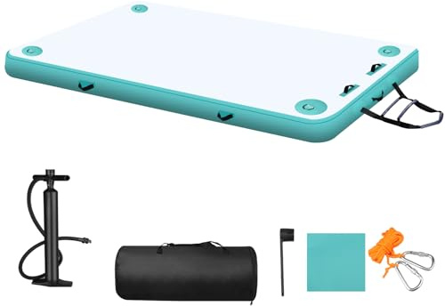 Inoamity Aufblasbare Schwimmplattform mit Hochdruck-Handpumpe – Schwimmdock für See, Pool & Meer, Tragkraft 230 kg für 2-3 Personen, Wassermatte für Party, Yoga, Angeln & Sonnenbaden (2 * 1.5m)