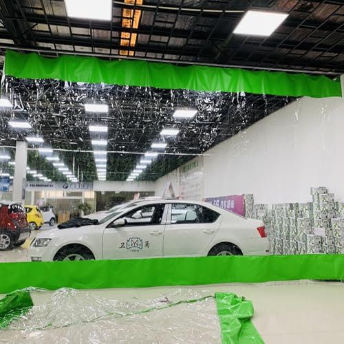 Jidanmian Cortinas divisorias de Garaje industriales con riel, Impermeables y Resistentes al Desgaste, Lonas Transparentes de Alta Resistencia para Lavado de Autos, Garaje(Yellow,8.2x7.22ft)