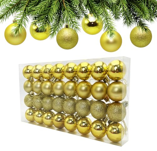 AiTodos® 32 Palline di Natale, Infrangibili 40mm, Rosse | Plastica Infrangibile, 3 Finiture: Opaco, Glitter, Lucido, 40mm, Per Albero di Natale, Ghirlanda, Festa