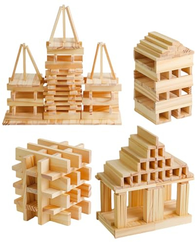 Generico Building aus Holz - 100 Stück Holzbausteine, klassische Stapelbretter für Kinder | Preschool Learning Toy, Playset Wooden für Kinder, Building Builds Blocks G