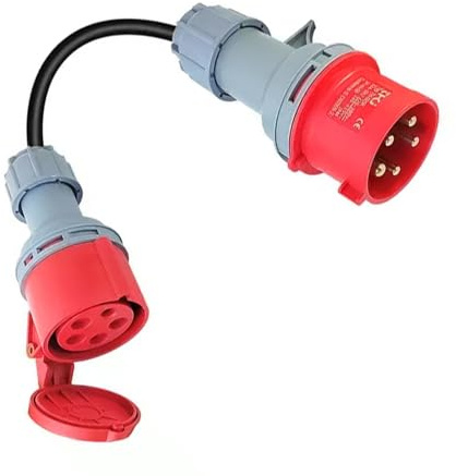 Adaptateur CEE 32 A vers 16 A, adaptateur de courant fort avec câble de 50 cm, protection IP44, 5 broches, répartiteur de courant fort 400 V, adaptateur pour accessoires de voiture électrique pour