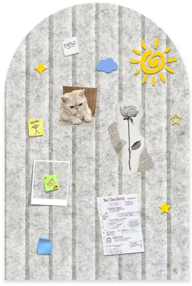 Faltbare kork pinnwand 60x40 cm, 0.9cm dicke Filzfliesen, Pinnwand Kinderzimmer mit Klebstoff Klettverschluss, Dekorationsbrett für Bilder Notizen, Runde Ränder Wandpaneele für Wohnzimmer - Silbergrau