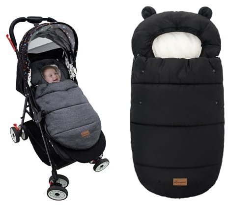 Fußsäcke für Kinderwagen, Winterfußsack Kinderwagen, Universal Babyfußsack Winter, Fußsack Buggy für Alle Kinderwagen, Pures Schwarz