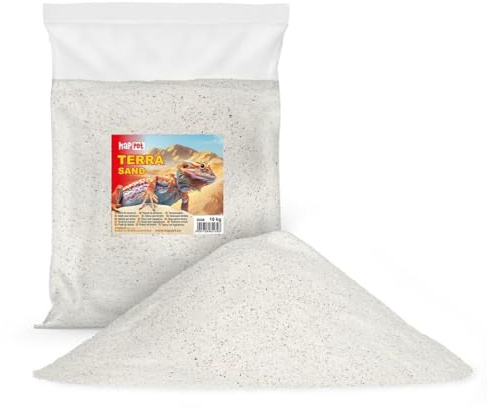 Happet Terrariensand Creme 10 kg - Natürlicher Feinkörniger Sand Für Reptile Und Wirbellose, Ideal Für Wüsten- und Step-Terrarien, Natürliche Farbe Und Struktur, Hochwertiger Untergrund