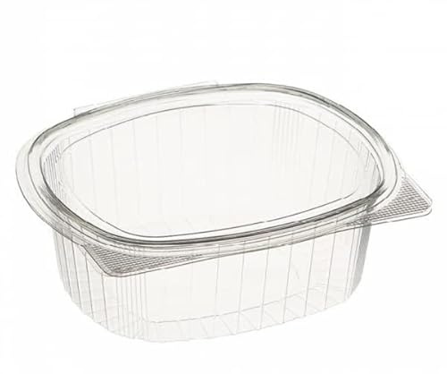 Suminet Tarrinas de Plástico OPS con Bisagra, 250 ml, Transparentes, Pack 100 Unidades, Recipientes Desechables para Comida Fría, Ensaladas, Postres, Hostelería y Take Away (250cc)
