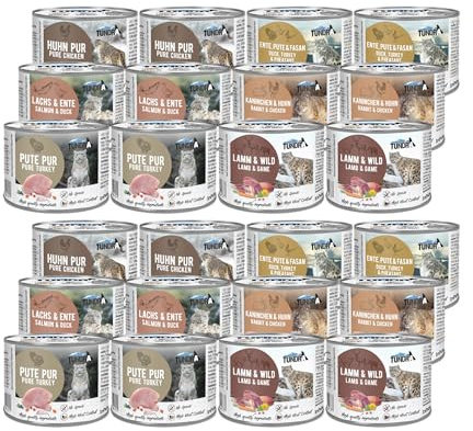Tundra Cat Nassfutter Mixpaket 24 x 200g | Monoprotein, Taurin, viel Fleisch, ohne Zucker & künstliche Zusätze | Katzenfutter in Premiumqualität | 6 Sorten Vielfalt im Mix