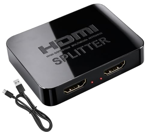 HDMI Splitter 1 in 2 Out 4K HDCP1.4 3D für TV/PC/Laptop Kunststoff Spiegel | HDCP1.4, 3D, UHD1080P, kompatibel HDTV/Laptop/PC, Kunststoffgehäuse, Spiegelmodus (kein erweitert), Plug&Play, stabil