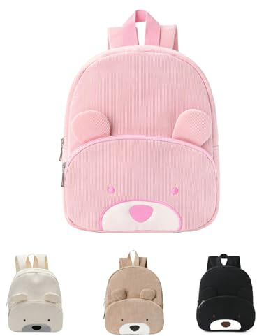 XSDSLS Rucksack Kinder Mädchen Kindergartenrucksack Bär Kinderrucksack jungen Kord Kinder Rucksack für Baby 2-6 Jahre Mini Bär Kita Rucksack für Kinder für Schule & Reise (Rosa)