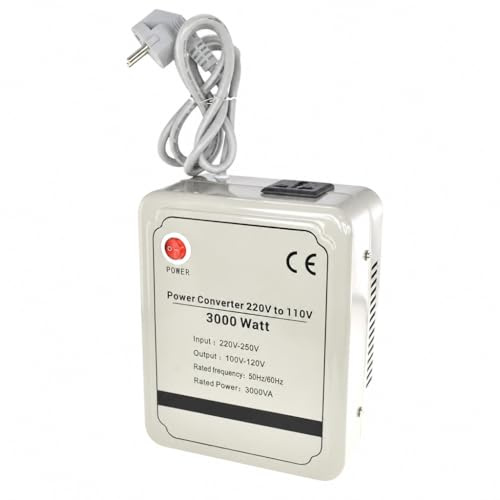 Mlink Transformador de Corriente 220V a 110V 3000W Toroidal Onda Senoidal Pura Carcasa Metálica Enchufe Universal