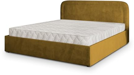 Masseno Polsterbett BENIRA K 120x200 cm, Doppelbett, Bettkasten, Stauraum, Lattenrost Und Kopfteil - Gelb, Kronos 01