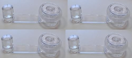 DISEÑO EXCLUSIVO. 4 Topes de Puerta Transparente Adhesivo con Retenedor Giratorio Desmontable y Goma. Pack 4 Unidades. Marca Tecnofit.